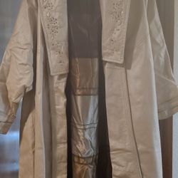Leather Wrap Coat W/bejeweled Lapel
