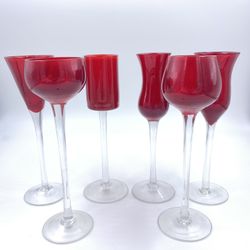 Pottery Barn Red Cordial Glasses Set Of 6