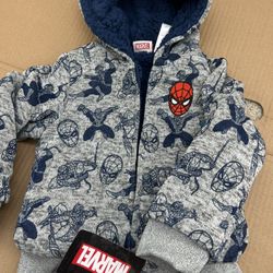 New Spider Man Kids Plush Hoodie Jacket Size 3T