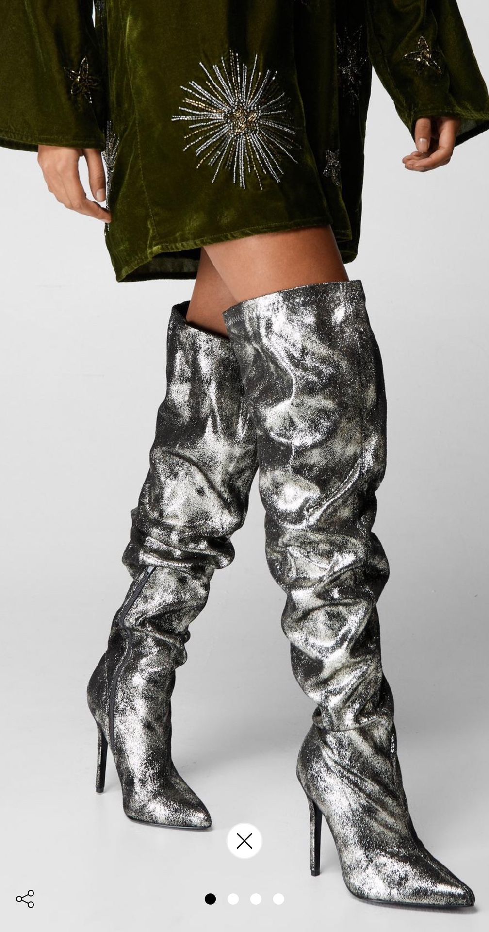 Metallic Thigh High Boots Size 8 USA ๐ธ๐บ New In The Box