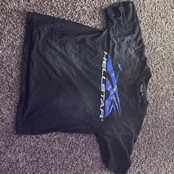 hellstar oversized tee, blue black and silver, size medium