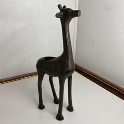 Giraffe Figurine 13" Metal Statue Sculpture Decor Tea Light Holder India Brown