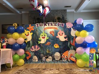 Baby shark themed party decoration custom made on order