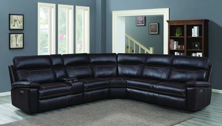 Brand New 6 Piece Dark Brown Power Reclining Sectional