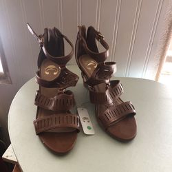 Brown Cognac Women’s Wedge Sandal Heels Espadrilles 