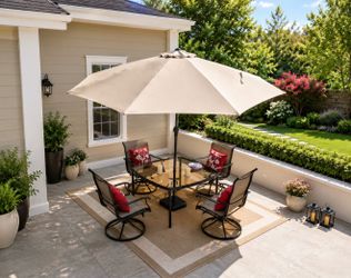 Hampton Bay 11 ft. Market Patio Umbrella in Putty Beige