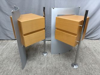 Post Modern Floating Chrome 2-Drawer Nightstands (Set of 2)