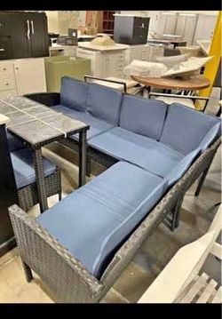 Newly assembled Small Outdoor 7 Pcs Patio Furniture Set Wicker Sectional Sofa with Seat & Coffee Tab