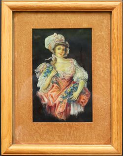Beautiful portrait of Lady framed original painting artwork painted on silk