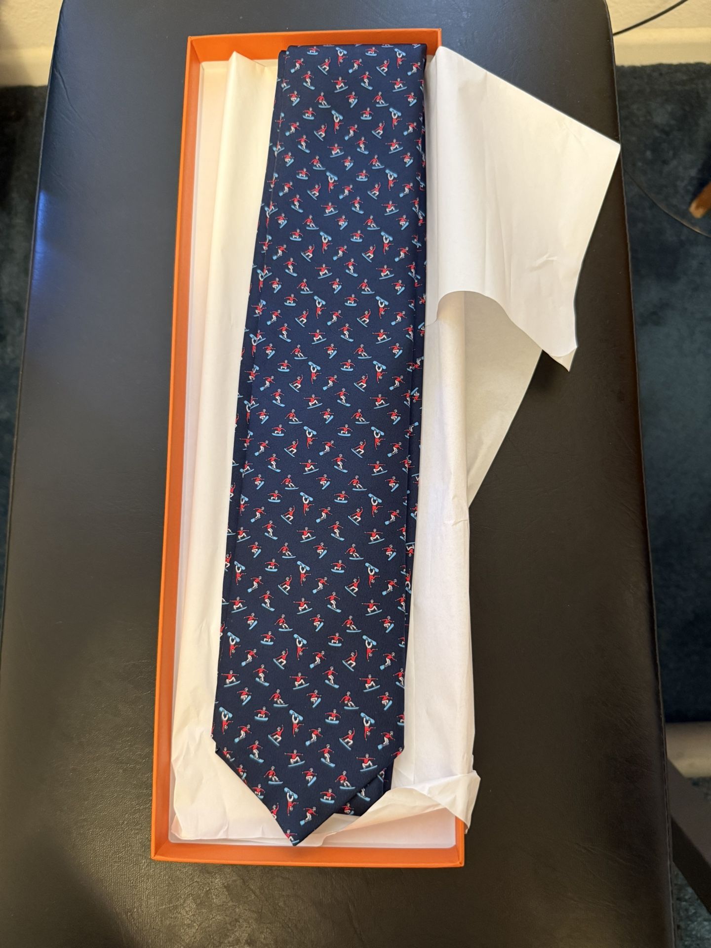 Hermes Tie - Blue, Skiing 