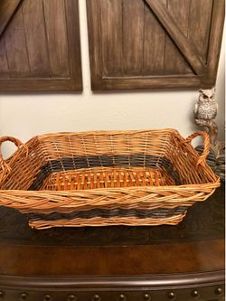 hand-woven rectangular willow storage basket