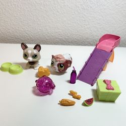 Littlest Pet Shop (LPS) Walkables Magic-Motion Guinea Pig (#2256) & Corgi Puppy (#2310) w/Accessories 
