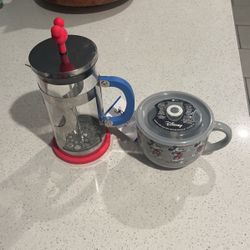 Disney French Coffee Press/ Ceramic Soup Mug With Lid