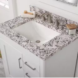Home Decorators Collection 31 in. W x 22 in. D Cultured Marble White Rectangular Single Sink Vanity Top in Bianco Antico