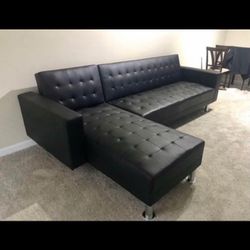 Black Modern Sectional Sofa Reversible Chaise