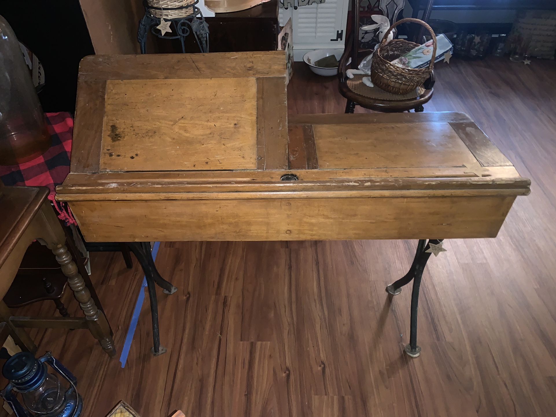 Rare Antique Double School Desk