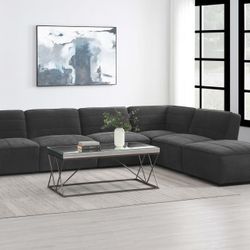 Chenille 6pc Grey Modular Sectional Sofa With Multi Configuration 