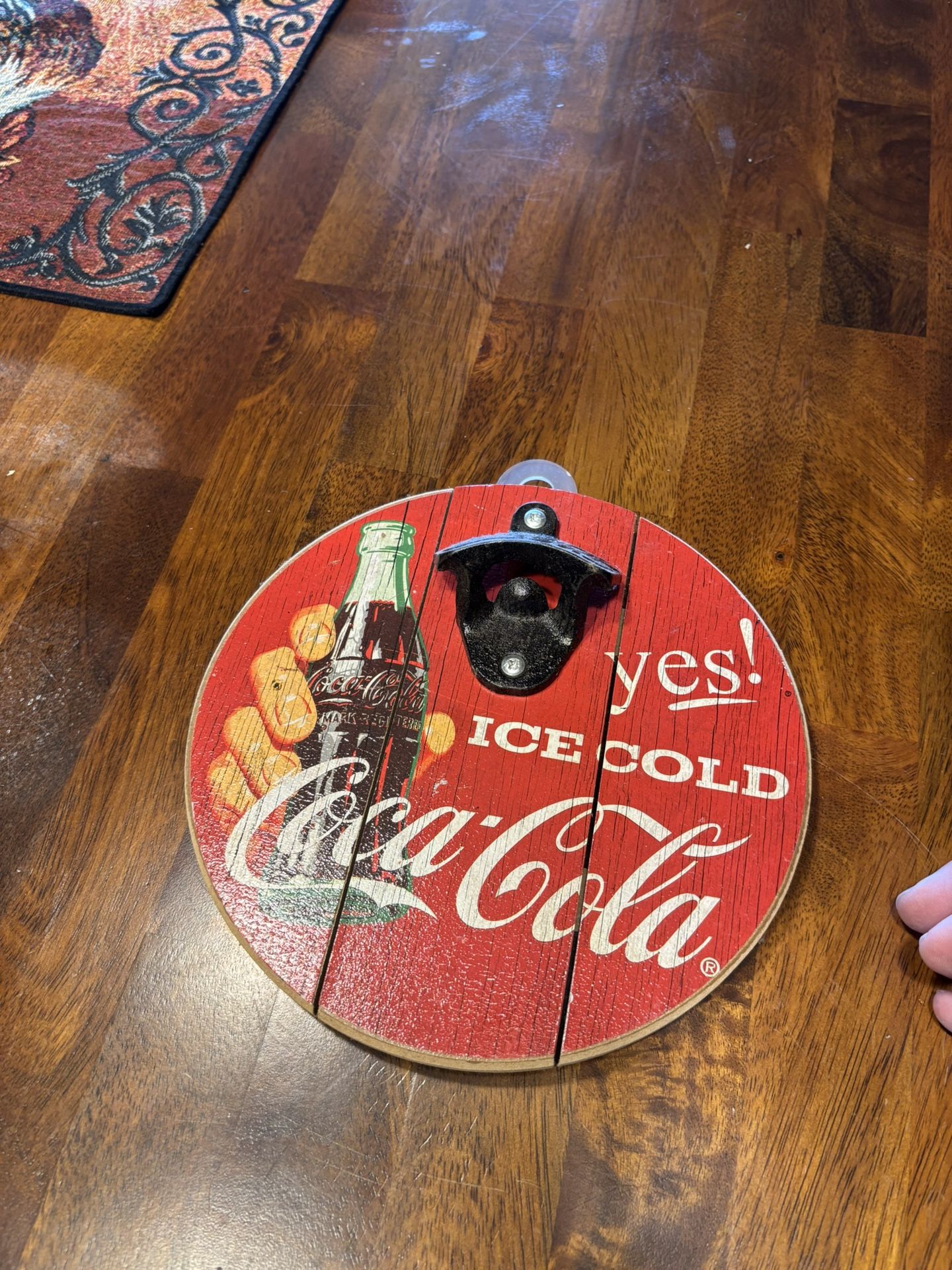 COCA COLA BOTTLE OPENER Vintage Look Wood & Metal