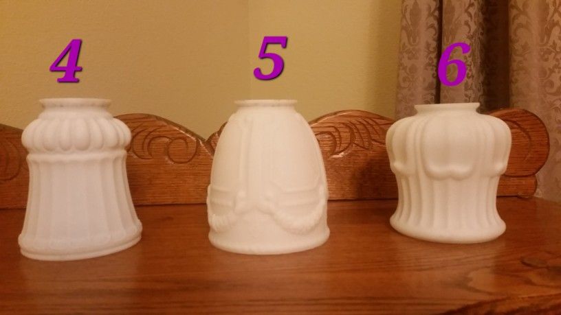 Antique White Glass Lamp Shade Swag Garland 2 1/4" Fitter