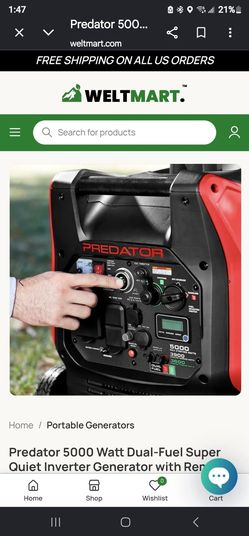 5000 watt duel Fuel extra quiet generator