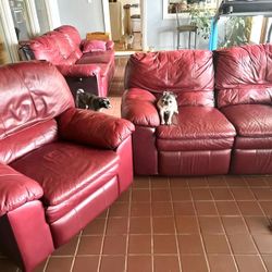 Three Red Couches! Pug Not Included:) 