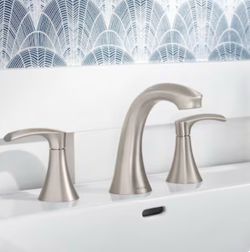 Moen Graeden Spot Resist Brushed Nickel Widespread 2-handle WaterSense High-arc Bathroom Sink Faucet with Drain