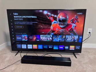 Vizio 50 inch 4k Ultra HR TV with Chromecast built in and Samsung 2.0 channel soundbar