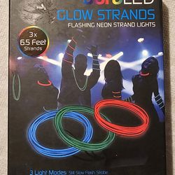 auraLED Glow Strands 6½ Ft Flexible Waterproof Battery-Operated Neon Rope Lights, Brand New!!!