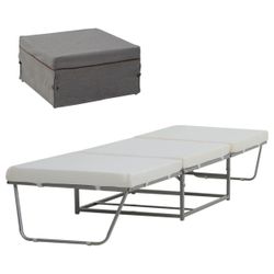 Convertible Ottoman Guest Sleeper Bed - Gray