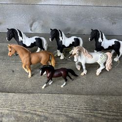6" Long Schleich Bryer Horse Lot Clydesdale Unicorn Quarter Horse Mare