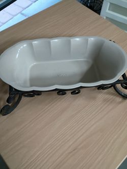 Wilton Ceramic Serving Bowl with Metal Stand