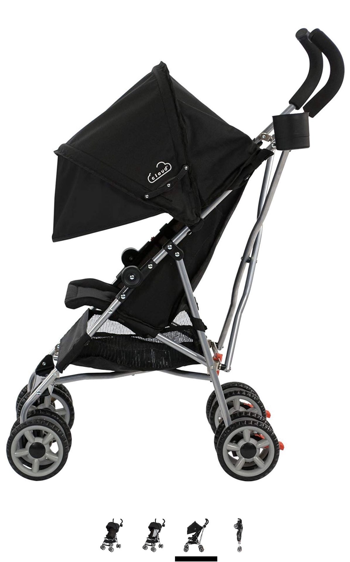 Kolcraft Cloud Lightweight Umbrella Stroller with Large Sun Canopy Black Strollers Accessories