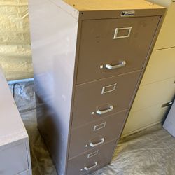 Brown Steel Wide 4 Drawer Filing Cabinet 