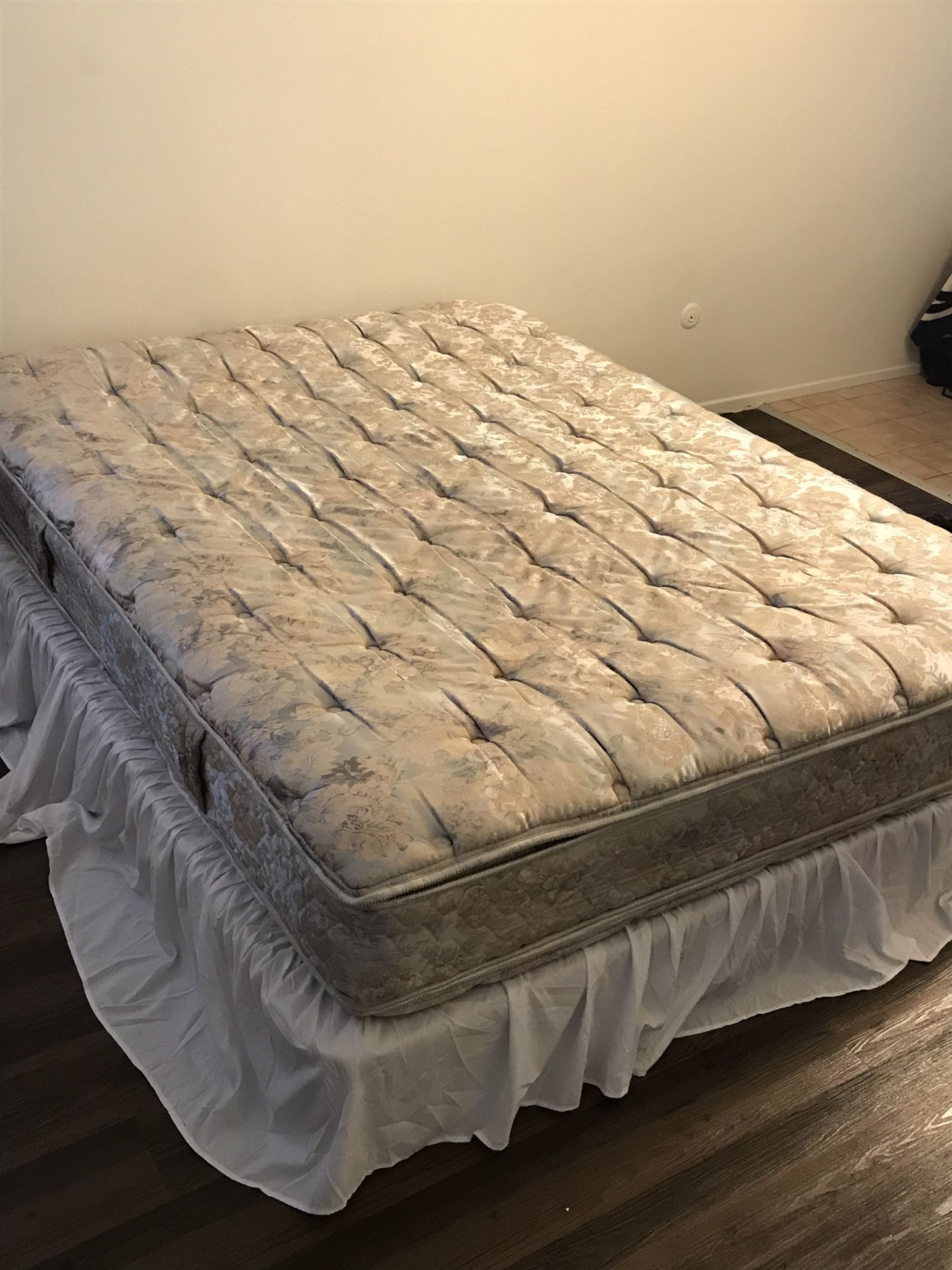 Queen Bed: mattress and box spring
