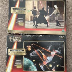 Star Wars Episode 1 Glow in the Dark Puzzles Jedi vs Sith Battle Of Naboo Sealed
