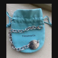 Vintage Retired Oval Please Return To Tiffany & Co 925 Bracelet 
