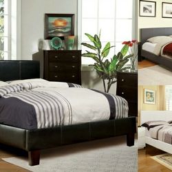 Platform Bed Leatherette 4 SIZES NEW 3 Colors to choose