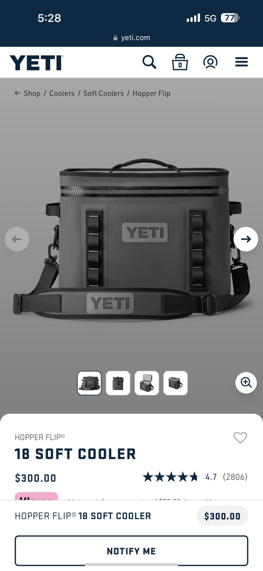 Yeti Hopper 18 Grey Cooler