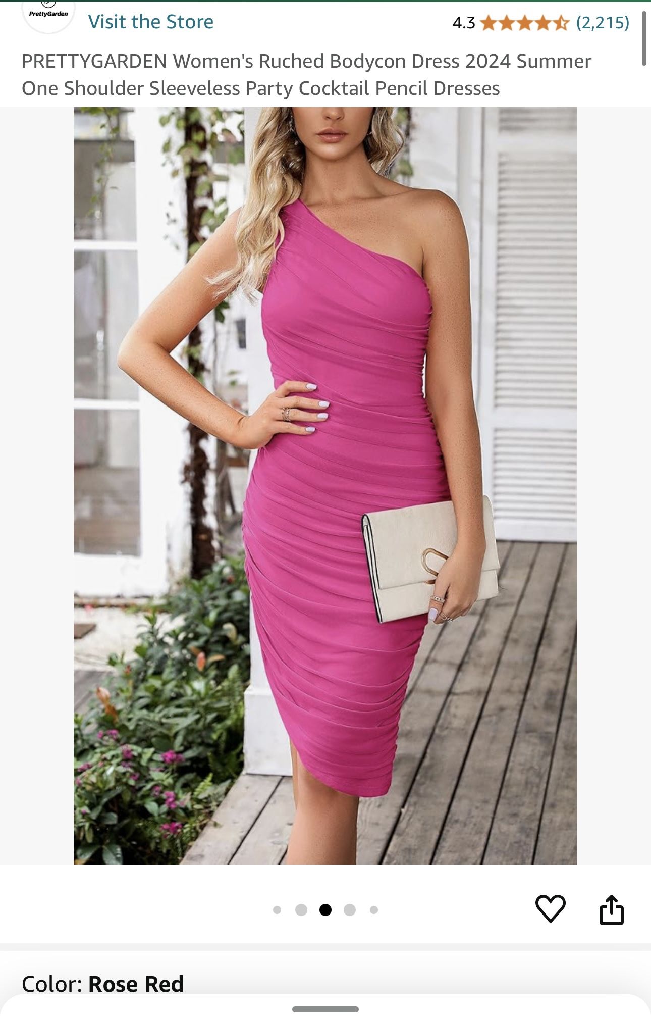 PRETTYGARDEN Women's Ruched Bodycon Dress 2024 Summer One Shoulder Sleeveless Party Cocktail Pencil Dresses