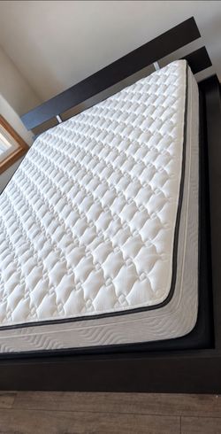 Very Nice Queen Ikea Hopen Bed Frame with Simmons BeautySleep Mattress Set