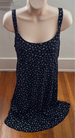 Brandy Melville navy blue ditsy floral spaghetti straps ruffle hem mini dress, one size Made in Italy