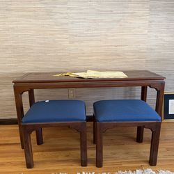 Ethan Allen Canova Campaign Sofa Table with Chair - Rare Find