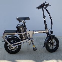 Mini Folding E-Bike 14" Fat Tire 400W 15.6Ah Battery Electric Bike, gray/ white/ black 