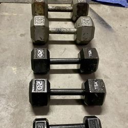 116lb Cast Iron Hex Dumbbell Set (8lbs, 20lbs, 30lbs)