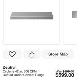 Zephyr Cyclone 42 in. 600 CFM Ducted Under Cabinet Range Hood in Stainless Steel with Light