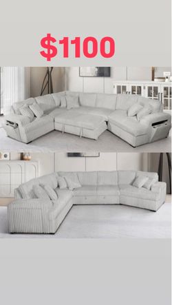 Gray midnight madness plush cloud sectional sofa couch and ottoman