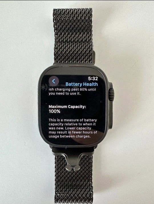 Apple Watch Ultra 2 (GPS+Cellular) 49mm Titanium Case Black Titanium Milanese Loop, Medium, Black