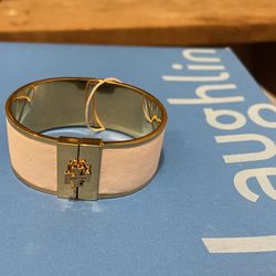 Tory Burch Leather And Metal Cuff Braceket
