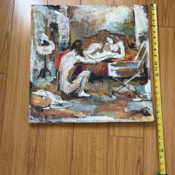 An original modernist/expressionist oil or acrylic painting on canvas.