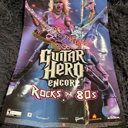 Guitar Hero Encore Rocks the 80s PS2 Video Game Fold Out Poster 2007 Orginial 